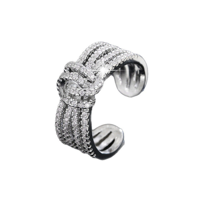 Polka Dots Twist Open Rings For Women In Electroplated Copper With Zircon Inlay