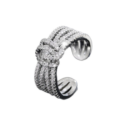 Polka Dots Twist Open Rings For Women In Electroplated Copper With Zircon Inlay