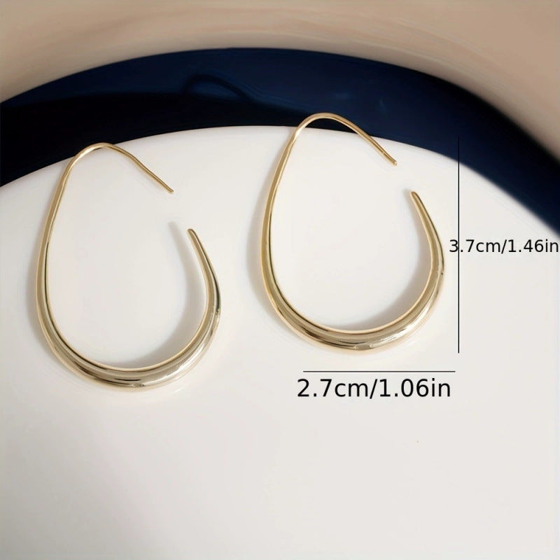 Water Droplets Earrings For Women Featuring Copper Studs In Simple Style With White Accents