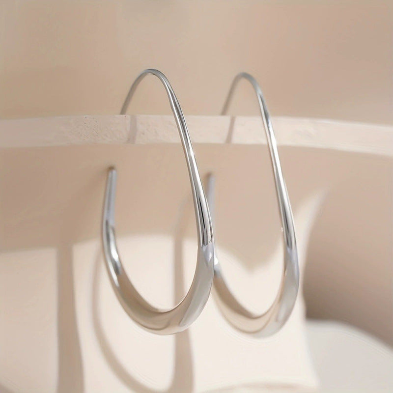 Water Droplets Earrings For Women Featuring Copper Studs In Simple Style With White Accents