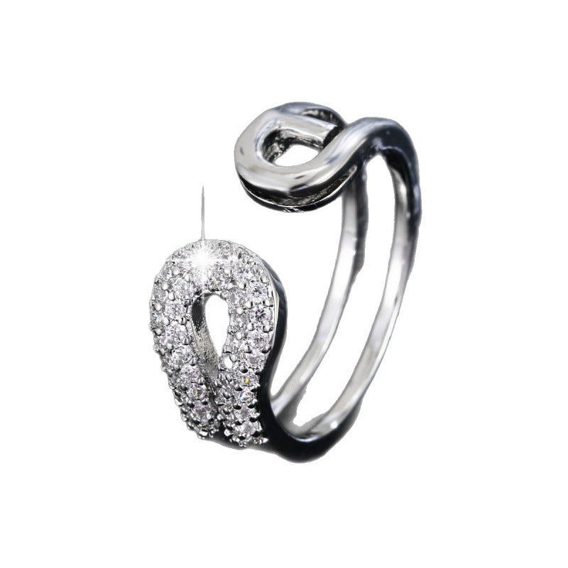 Women’s Copper Ring With Zircon Inlay In Elegant Gold Finish