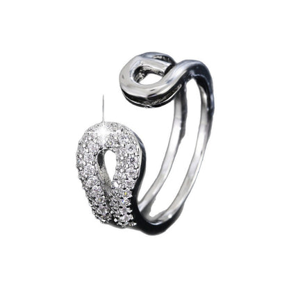 Women’s Copper Ring With Zircon Inlay In Elegant Gold Finish