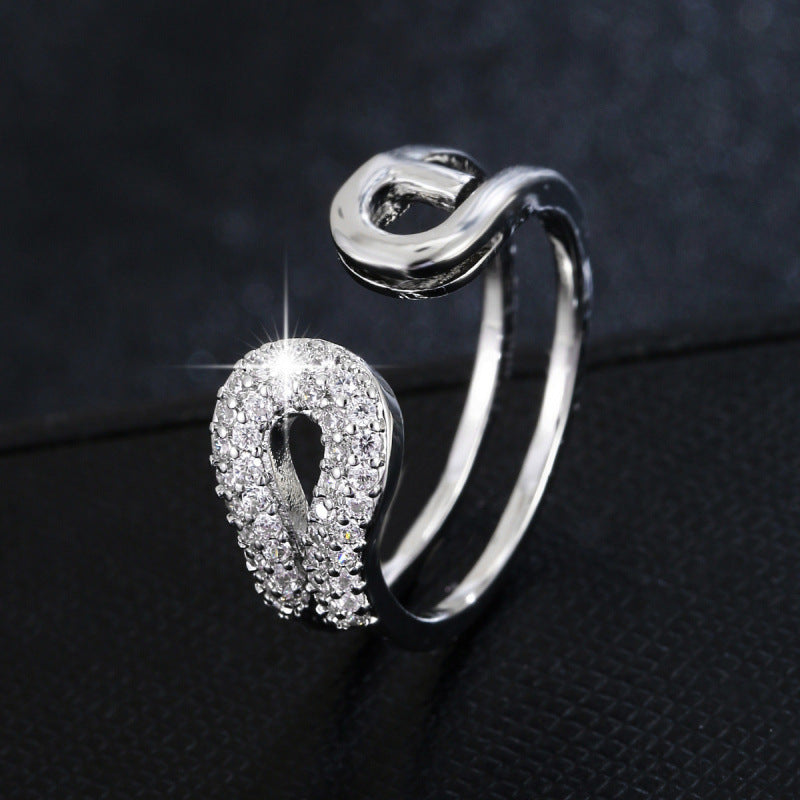 Women’s Copper Ring With Zircon Inlay In Elegant Gold Finish