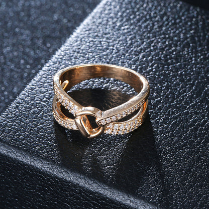 Simple Style Copper Bangle With Electroplated Gold Plating And Zircon Inlay Featuring Elegant Lines
