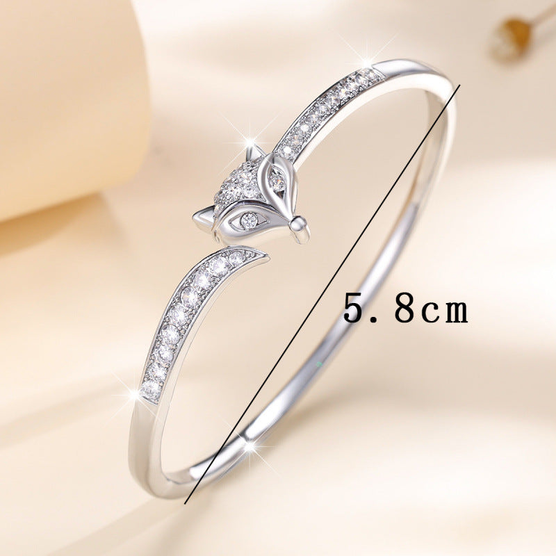 Simple Style Fox Copper Bangle With Zircon Inlay, 1 PCS Package