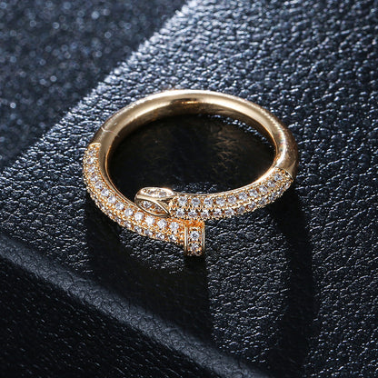 Simple Style Copper Bangle With Electroplated Gold Plating And Zircon Inlay Featuring Elegant Lines