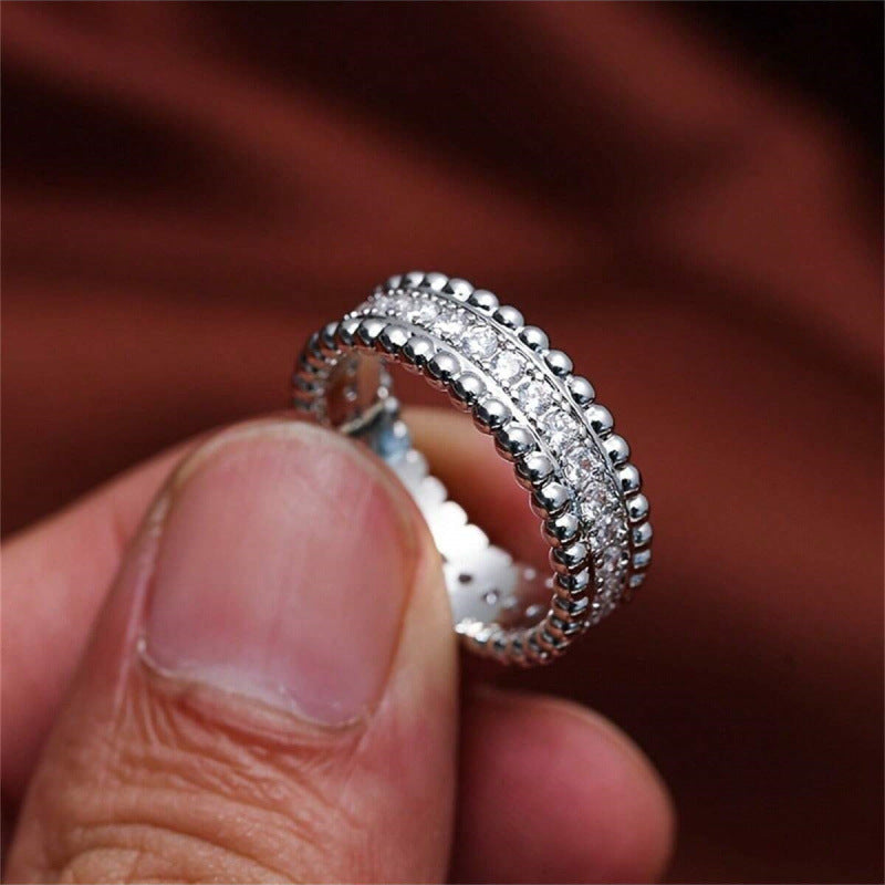 Unisex Round Copper Ring With Real Gold Plating And Zircon Inlay In Gold