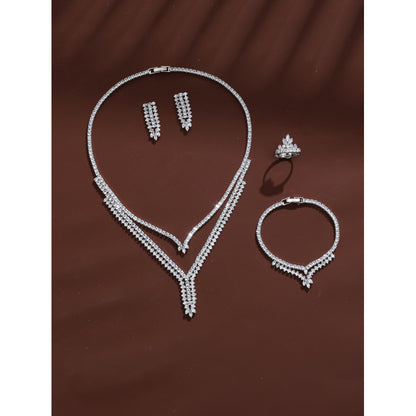 Retro Style Copper Tassel Earrings For Women, 4 Pieces Set Jewelry Set
