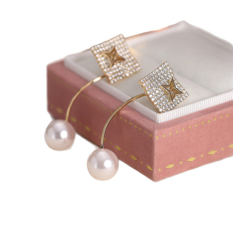 Gold Star Earrings For Women Featuring Copper Ear Pins And Zircon Inlay
