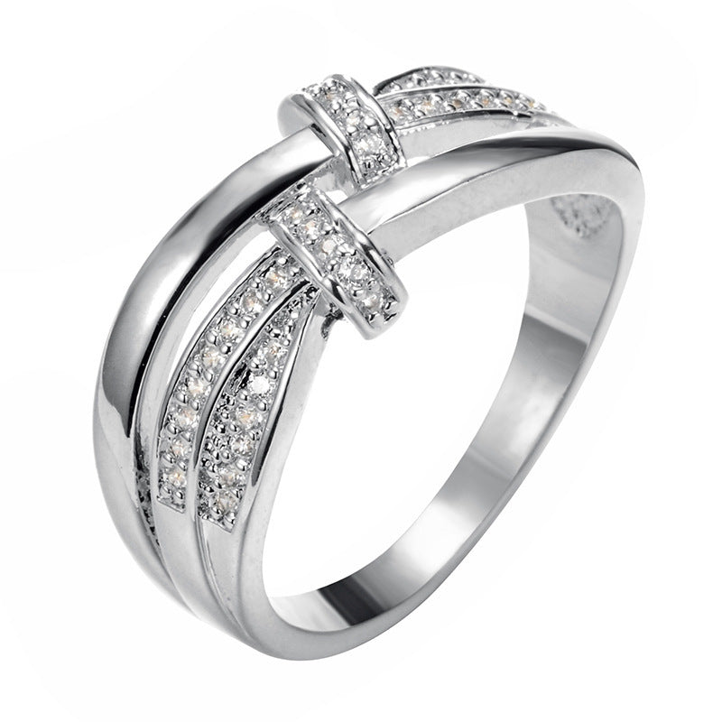 Simple Style Crossover Ring For Unisex, Electroplated Copper Material In White