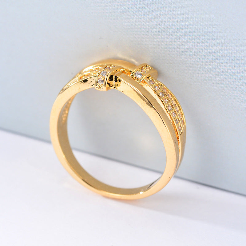 Simple Style Crossover Ring For Unisex, Electroplated Copper Material In White