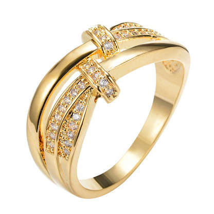 Simple Style Crossover Ring For Unisex, Electroplated Copper Material In White