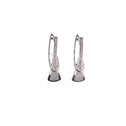 Geometric Clip Earrings For Women In Simple Style, Copper Material With Electroplated Gold Plating And Zircon Inlay