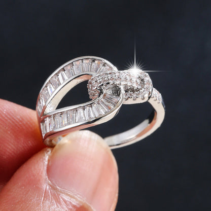 Geometric Open Rings For Women In Copper With Zircon Inlay, Available In Gold, Perfect For Spring
