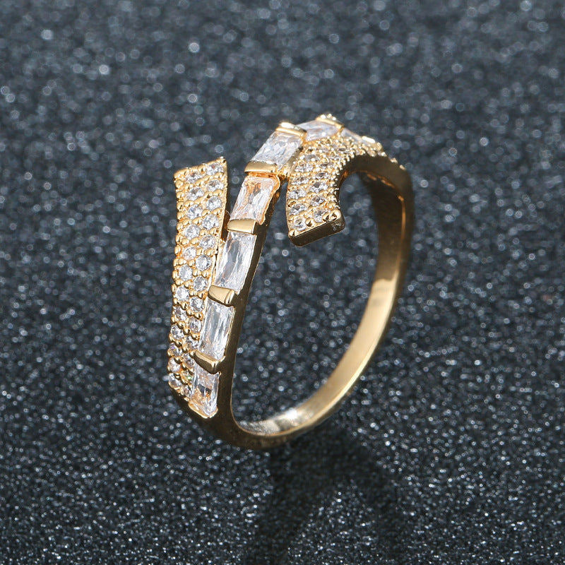 Simple Style Women’s Inlay Bangle Crafted From Copper With 18K Real Gold Electroplated Finish Featuring Zircon Inlay