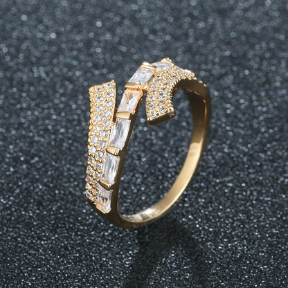 Simple Style Women’s Inlay Bangle Crafted From Copper With 18K Real Gold Electroplated Finish Featuring Zircon Inlay