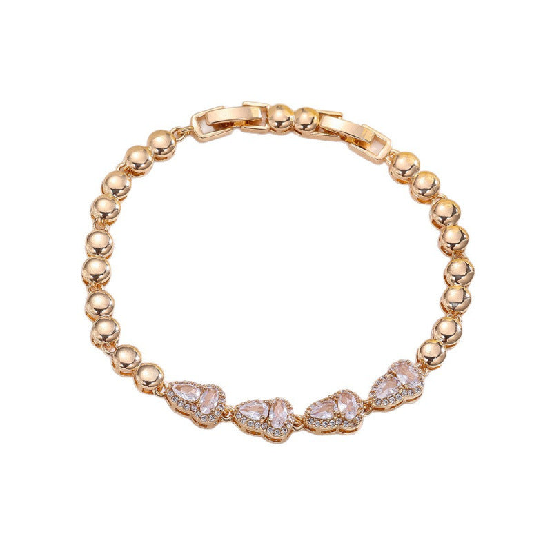 Women’s Gourd Copper Bracelet With Zircon Inlay In Gold