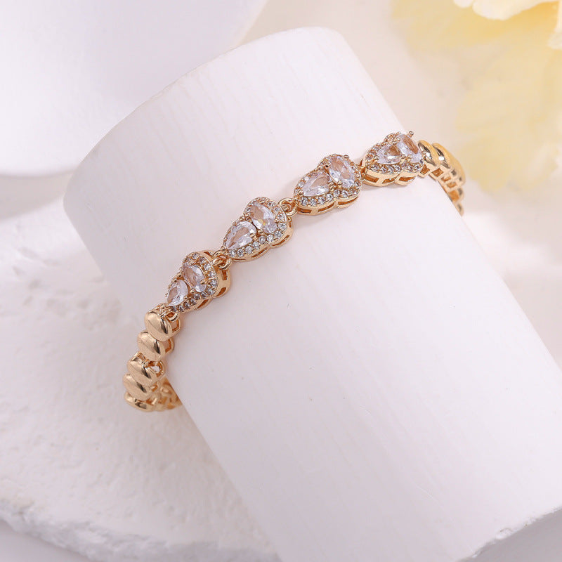 Women’s Gourd Copper Bracelet With Zircon Inlay In Gold