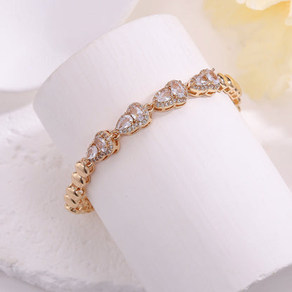 Women’s Gourd Copper Bracelet With Zircon Inlay In Gold