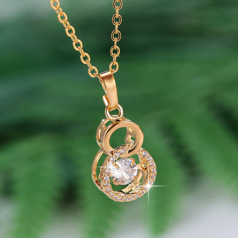 Yellow Gourd Necklace For Women With Electroplated Copper And Zircon Inlay On Snake Chain