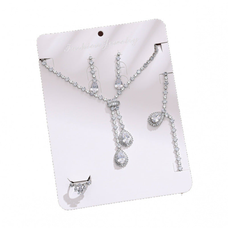 Women’s Tassel Jewelry Set Crafted From Copper With Zircon Inlay, 4 Pieces Set