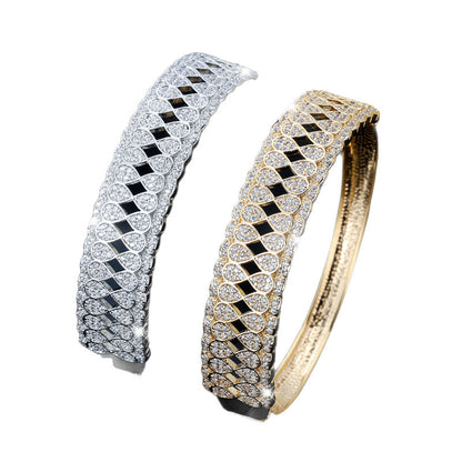 Hip-Hop Style Water Droplets Copper Bangle With Zircon Inlay For Women