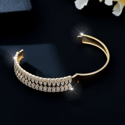 Hip-Hop Style Water Droplets Copper Bangle With Zircon Inlay For Women