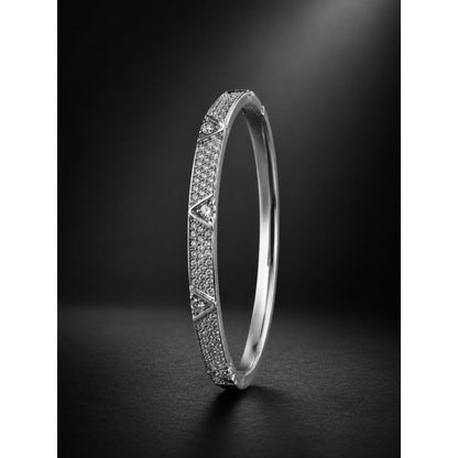 Retro Rhombus Inlay Bangle In Copper With Golden Plated Electroplated Finish Featuring Zircon Inlay