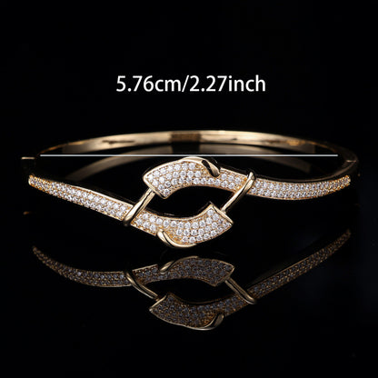Women’s Silver Plated Copper Bangle With Zircon Inlay