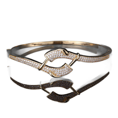 Women’s Silver Plated Copper Bangle With Zircon Inlay
