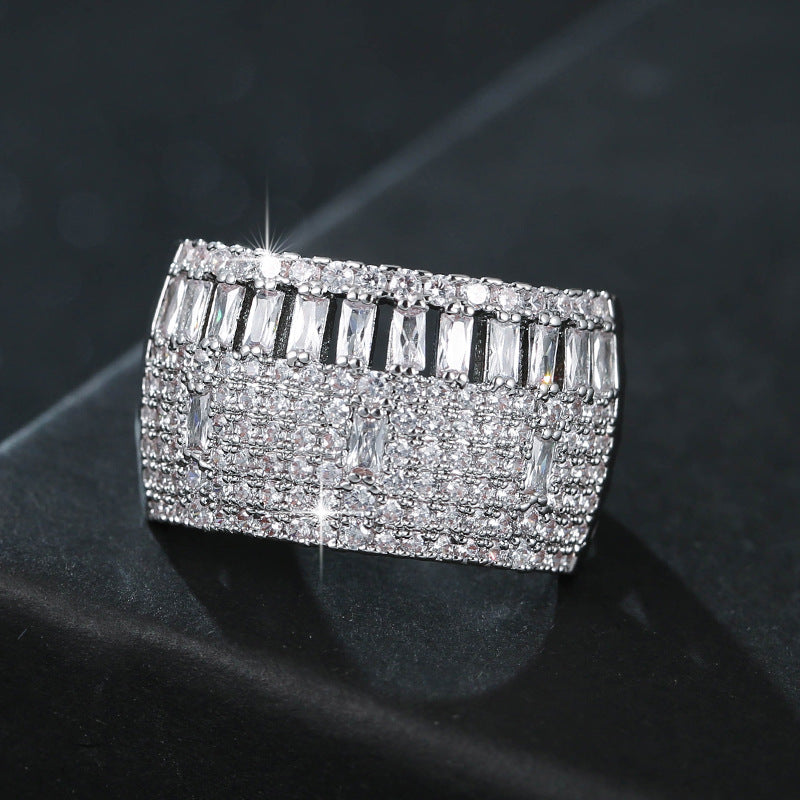 Bohemian Geometric Ring For Women In White Copper With Electroplated Gold Plating