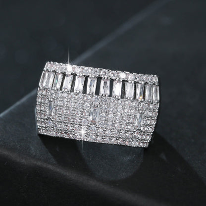 Bohemian Geometric Ring For Women In White Copper With Electroplated Gold Plating