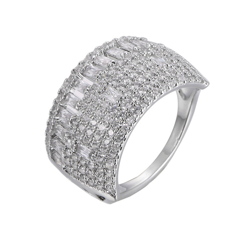 Bohemian Geometric Ring For Women In White Copper With Electroplated Gold Plating