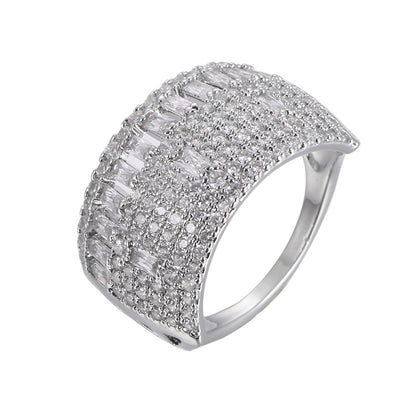 Bohemian Geometric Ring For Women In White Copper With Electroplated Gold Plating