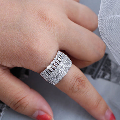 Bohemian Geometric Ring For Women In White Copper With Electroplated Gold Plating