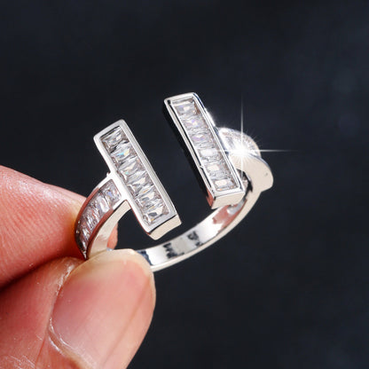 Geometric Open Rings For Women In Copper With Zircon Inlay, Available In Gold