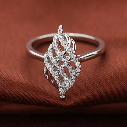Simple Style Women’s Copper Ring With Electroplated Silver Finish, Ideal For Spring Wear