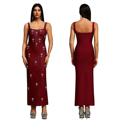 Elegant Sleeveless Strap Dress In Twilled Satin Featuring Backless Design And Maxi Length