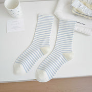 Striped Postpartum Socks - White and Blue