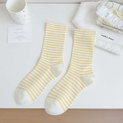 Striped Postpartum Socks - White and Yellow