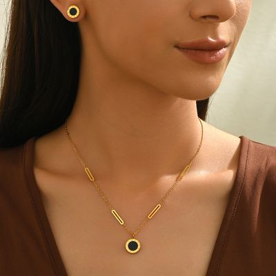 Geometric Tassel Jewelry Set For Women With 18K Real Gold Plated 304 Stainless Steel And PVD Coated Slider Chain