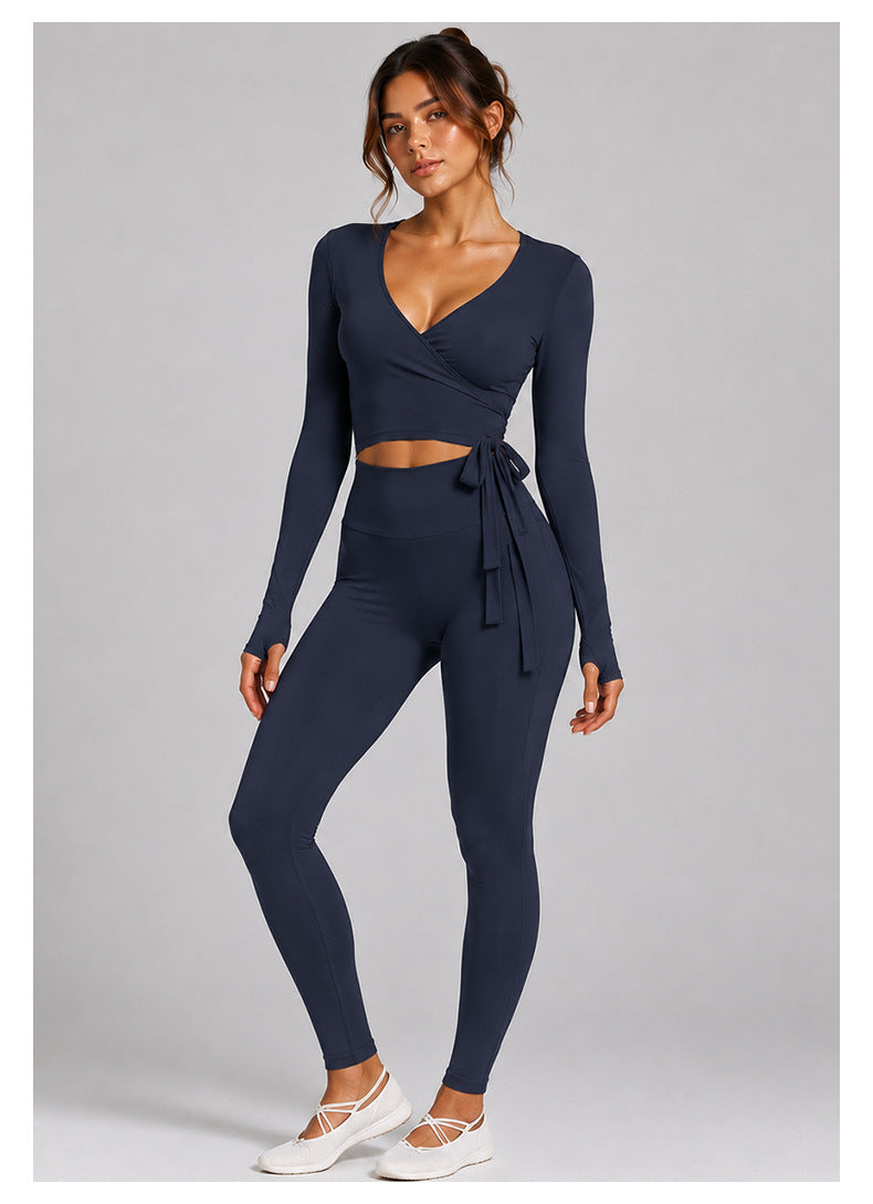 Sport Yoga Shorts For Women In High Elasticity Nylon Fabric With Long Sleeve Design, Perfect For Yoga