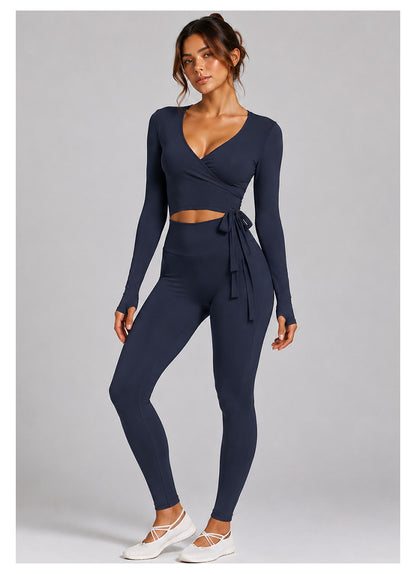 Sport Yoga Shorts For Women In High Elasticity Nylon Fabric With Long Sleeve Design, Perfect For Yoga
