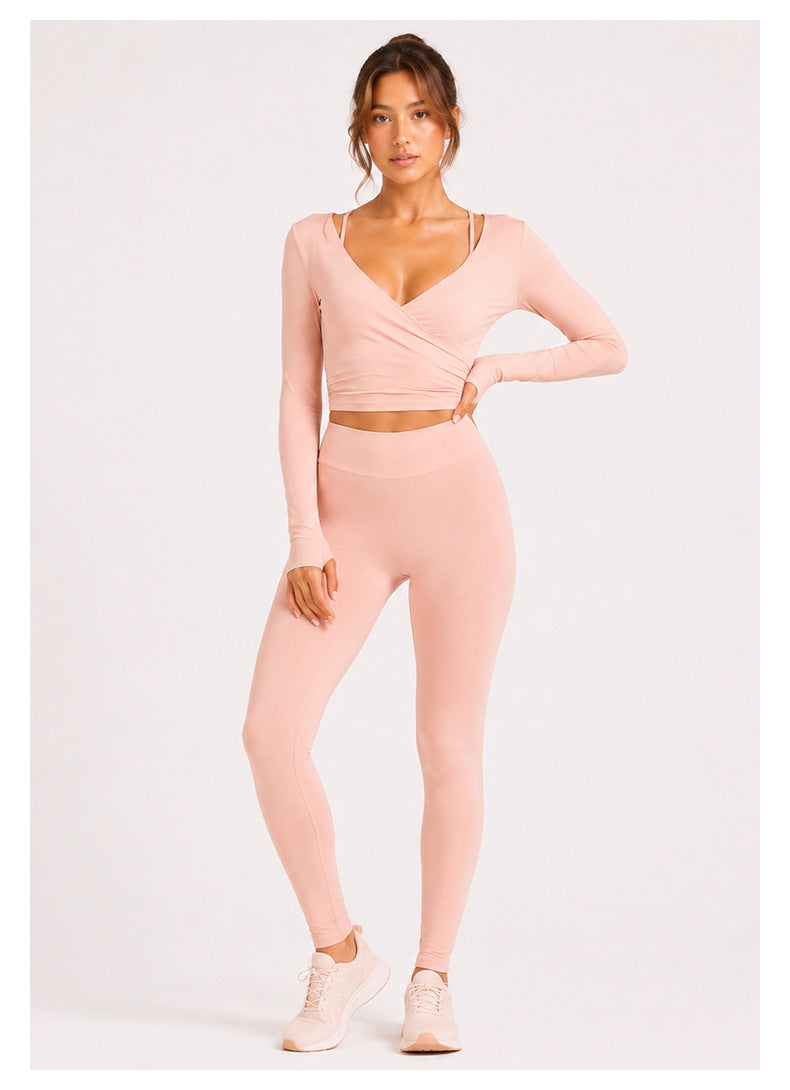 Sport Yoga Shorts For Women In High Elasticity Nylon Fabric With Long Sleeve Design, Perfect For Yoga