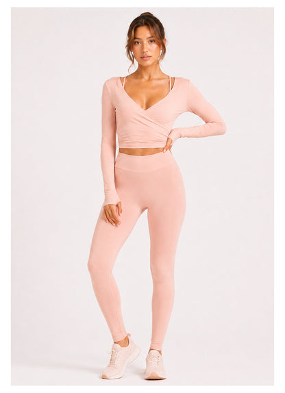 Sport Yoga Shorts For Women In High Elasticity Nylon Fabric With Long Sleeve Design, Perfect For Yoga