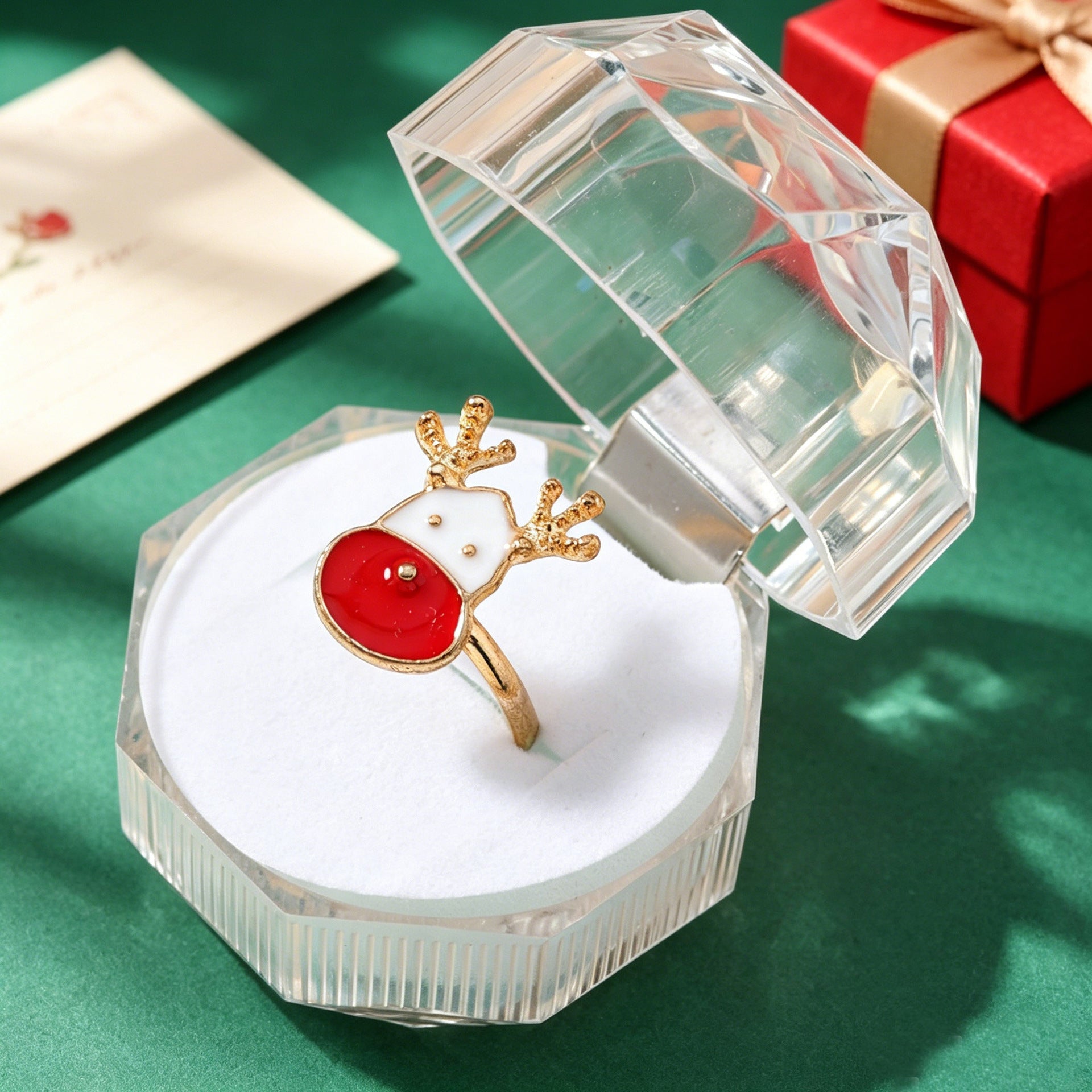 Cute Red Alloy Cattle Rings, Perfect For Christmas And Anniversary Children's Accessories