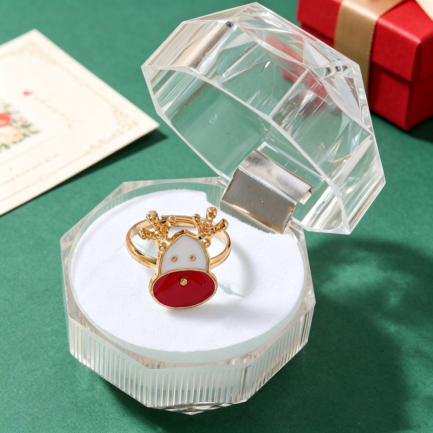 Cute Red Alloy Cattle Rings, Perfect For Christmas And Anniversary Children's Accessories