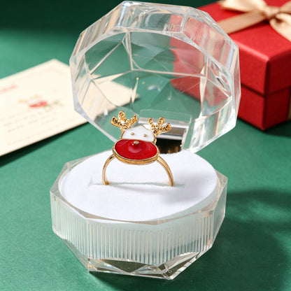 Cute Red Alloy Cattle Rings, Perfect For Christmas And Anniversary Children's Accessories