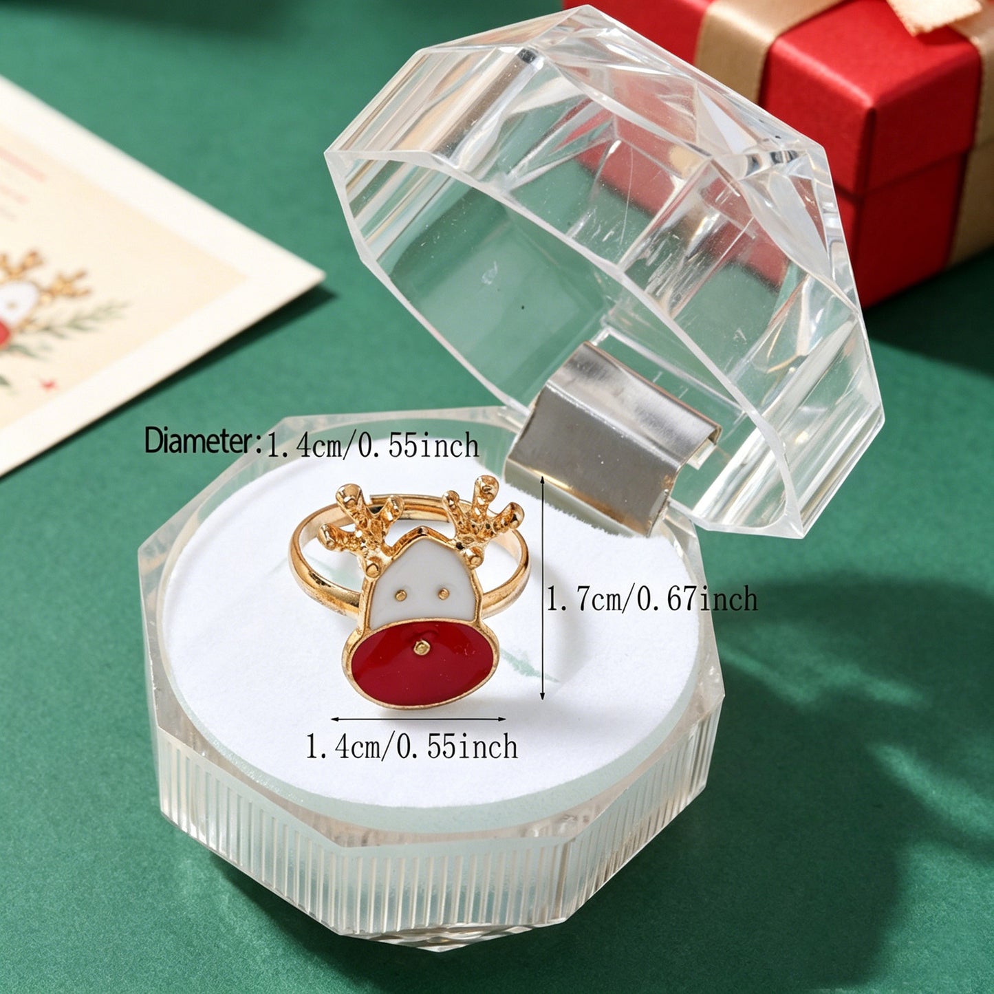 Cute Red Alloy Cattle Rings, Perfect For Christmas And Anniversary Children's Accessories