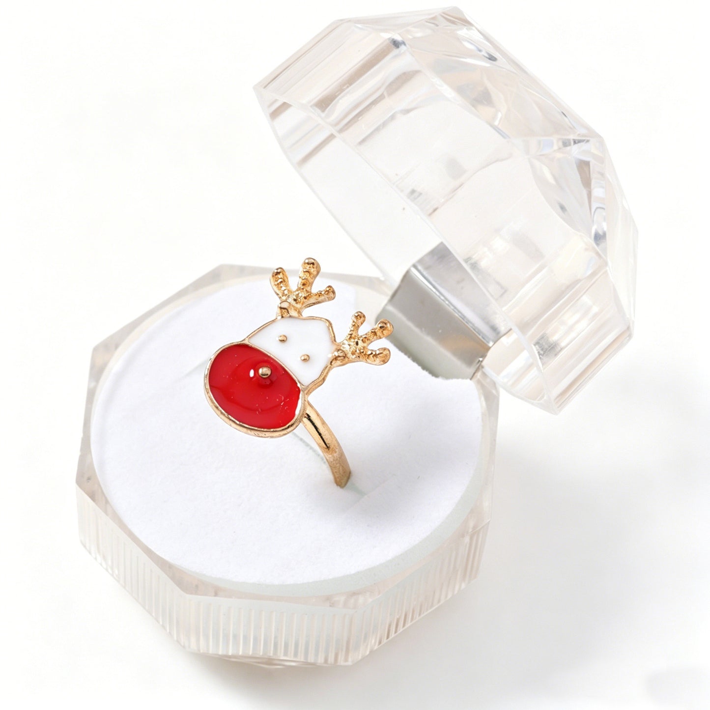 Cute Red Alloy Cattle Rings, Perfect For Christmas And Anniversary Children's Accessories